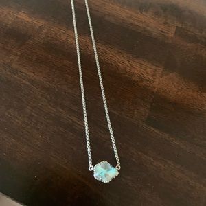 Kendra Scott silver necklace dichroic glass